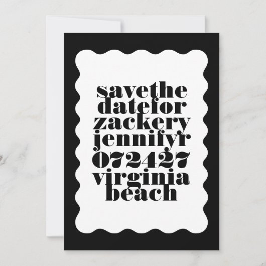 Save The Date Bordure en gras noir blanc noir QR Code photo (Devant)