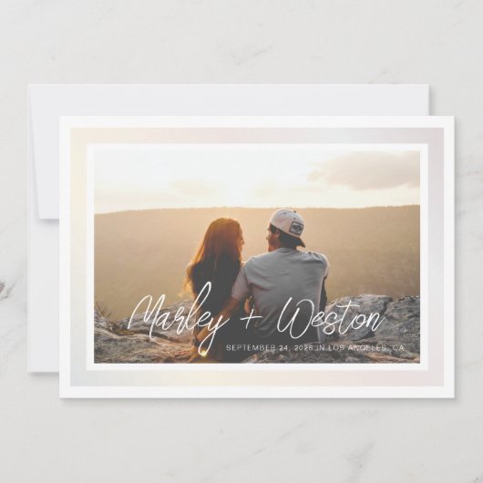 Save The Date Bordure en gras Nom manuscrit et photo (Devant)