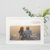 Save The Date Bordure en gras Nom manuscrit et photo (Debout devant)
