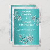 Save The Date Bordure en marbre turquoise en strass (Devant / Derrière)