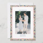 Save The Date Bordure Florale Populaire Moderne Coquette Romanti (Devant)