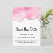 Save The Date Bordure Parties scintillant rose et argent Mariage (Debout devant)