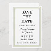 Save The Date Bordure verte élégante (Devant / Derrière)