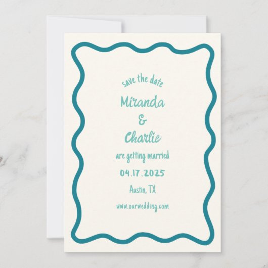 Save The Date Bordure Whimsical Minimal Wavy manuscrite simple (Devant)