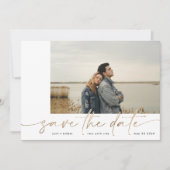 Save The Date Borné | Moderne Simple Photo Blanc Gold Foil (Devant)