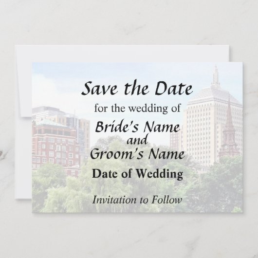 Save The Date Boston MA - Vue depuis Boston Public Garden (Devant)