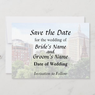 Save The Date Boston MA - Vue du jardin public de Boston