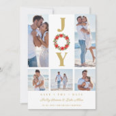 Save The Date Botanical Christmas Wreath Initials 5 Photos (Devant)