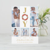 Save The Date Botanical Christmas Wreath Initials 5 Photos (Debout devant)