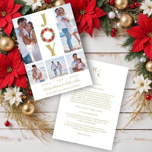 Save The Date Botanical Christmas Wreath Initials 5 Photos