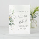Save The Date Botanical Gold Greenery Eucalyptus Wedding (Debout devant)