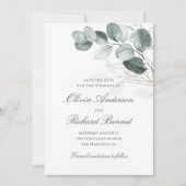 Save The Date Botanical Gold Greenery Eucalyptus Wedding (Devant)
