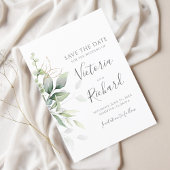Save The Date Botanical Gold Greenery Eucalyptus Wedding