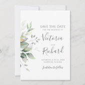 Save The Date Botanical Gold Greenery Eucalyptus Wedding (Devant)