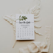 Save The Date Botanical Green Feuilles Enregistrer le calendrier
