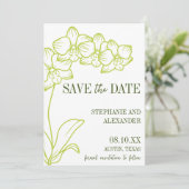 Save The Date Botanical Retro Bold Chartreuse Photo Wedding (Debout devant)