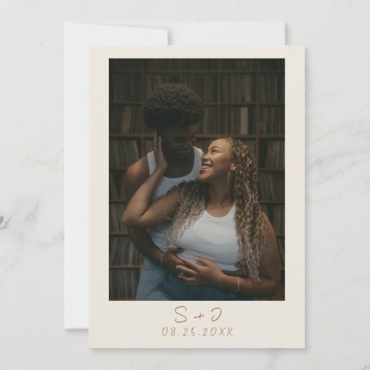 Save The Date Botanique Beige Floral Terracotta Mariage photo (Dos)