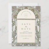 Save The Date Botanique Blush Arch Art Nouveau mariage (Devant)