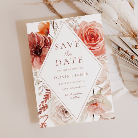 Save The Date Botanique Boho Floral Frame Mariage