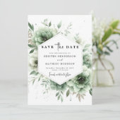Save The Date Botanique Chic Unique Sage Vert Mariage (Debout devant)