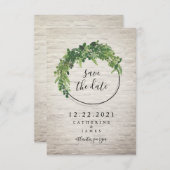 Save The Date Botanique D'Inspiration De Brique Blanche Enregist (Devant / Derrière)