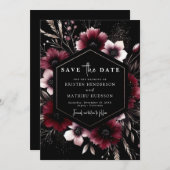 Save The Date Botanique Élégant Mariage Bourgogne (Devant / Derrière)