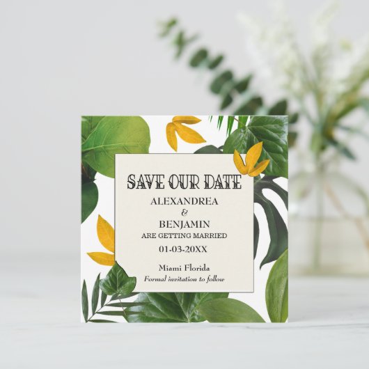 Save The Date Botanique Enregistrer La Date Palms Tropical (Debout devant)