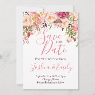 Save The Date Botanique Florale Pink Peony Boho Mariage