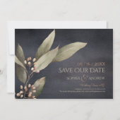 Save The Date Botanique foncé verdure rustique sauver la date (Devant)