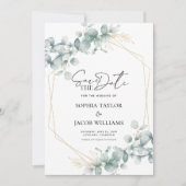Save The Date Botanique Gold Eucalyptus Mariage de verdure (Devant)