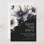Save The Date Botanique moderne Elégant noir Mariage floral (Devant)