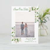 Save The Date Botanique moderne | Photo encadrée de Lily blanche (Debout devant)