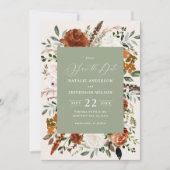 Save The Date botanique naturel rustique élégant mariage moderne (Devant)