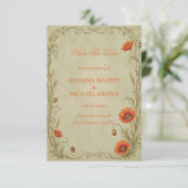 Save The Date Botanique Poppy Vintage (Debout devant)
