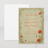 Save The Date Botanique Poppy Vintage (Devant / Derrière)