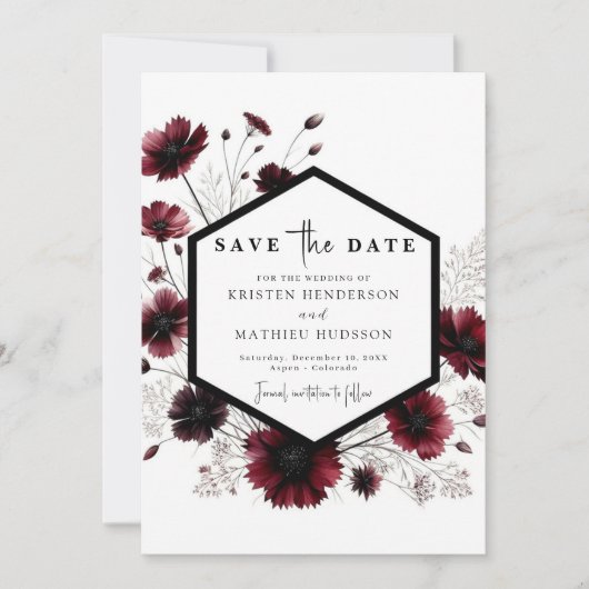 Save The Date Botanique Rustique Bourgogne Mariage (Devant)