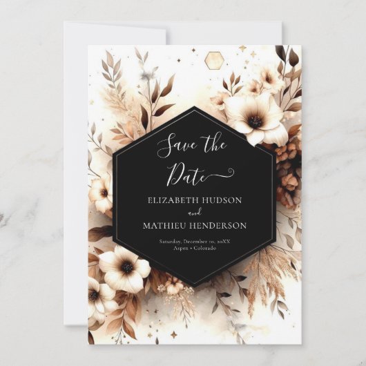 Save The Date Botanique stylish Rustic Mariage (Devant)