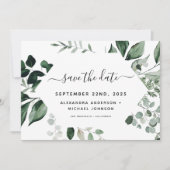 Save The Date Botanique Verdure Foliage Aquarelle Mariage Enregi (Devant)