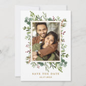 Save The Date Botanique Verdure Or Mariage d'hiver Photo (Devant)