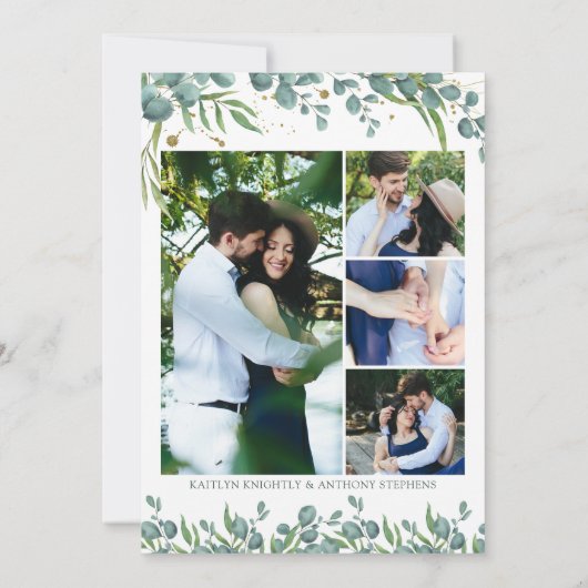 Save The Date Botanique Vert Or 7 Photo Enregistrer La Date (Dos)