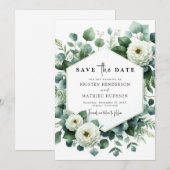 Save The Date Botanique Whimsical Eucalyptus Mariage numérique (Devant / Derrière)