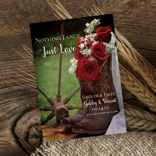 Save The Date Botte de cowboy Rose rustique Mariage occidental