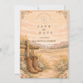 Save The Date Bottes de Cowboy Mariage dans le Désert (Devant)