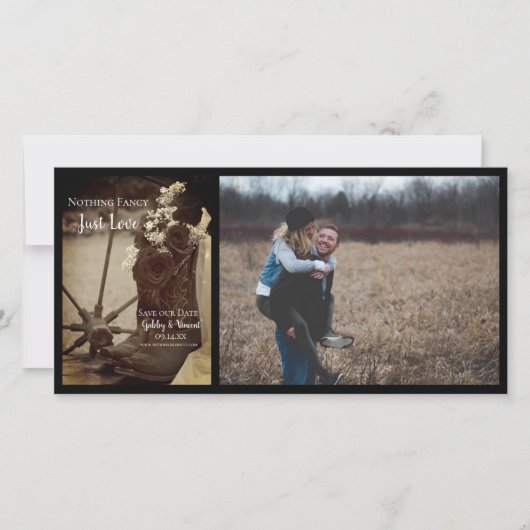 Save The Date Bottes de cowboy Rustic Roses Sepia Mariage (Devant)