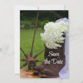 Save The Date Bottes rustiques Hydrangea et Cowboy Enregistrer l (Devant)