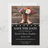 Save The Date Bottes Western Cowboy Floral Elegant Mason Jar (Devant)