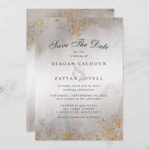 Save The Date Bouches D'Or Luxe Moderne Gris Mist Enregistrer La