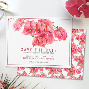 Save The Date Bougainvillea rose rouge mariage