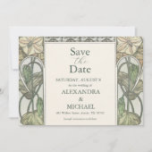 Save The Date Bougainvillea Vert Art Nouveau Mucha Mariage (Devant)