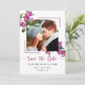 Save The Date Bougainvilliers rose floral Enregistrer la date (Debout devant)